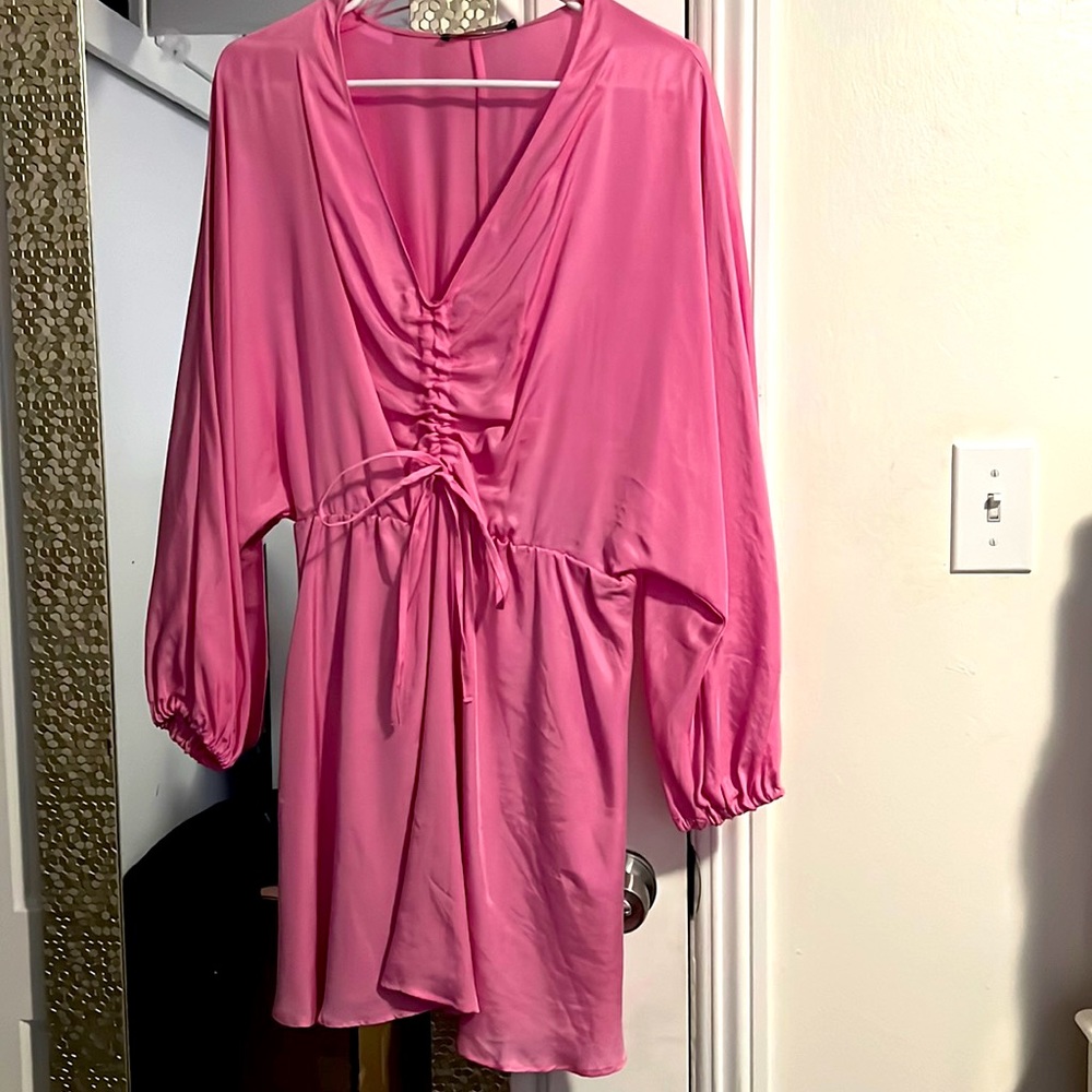 Pink satin Zara dress